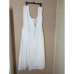 The Drop Melody Cap Sleeve Dress – White Eyelet, Size L, Sleeveless Dress,
